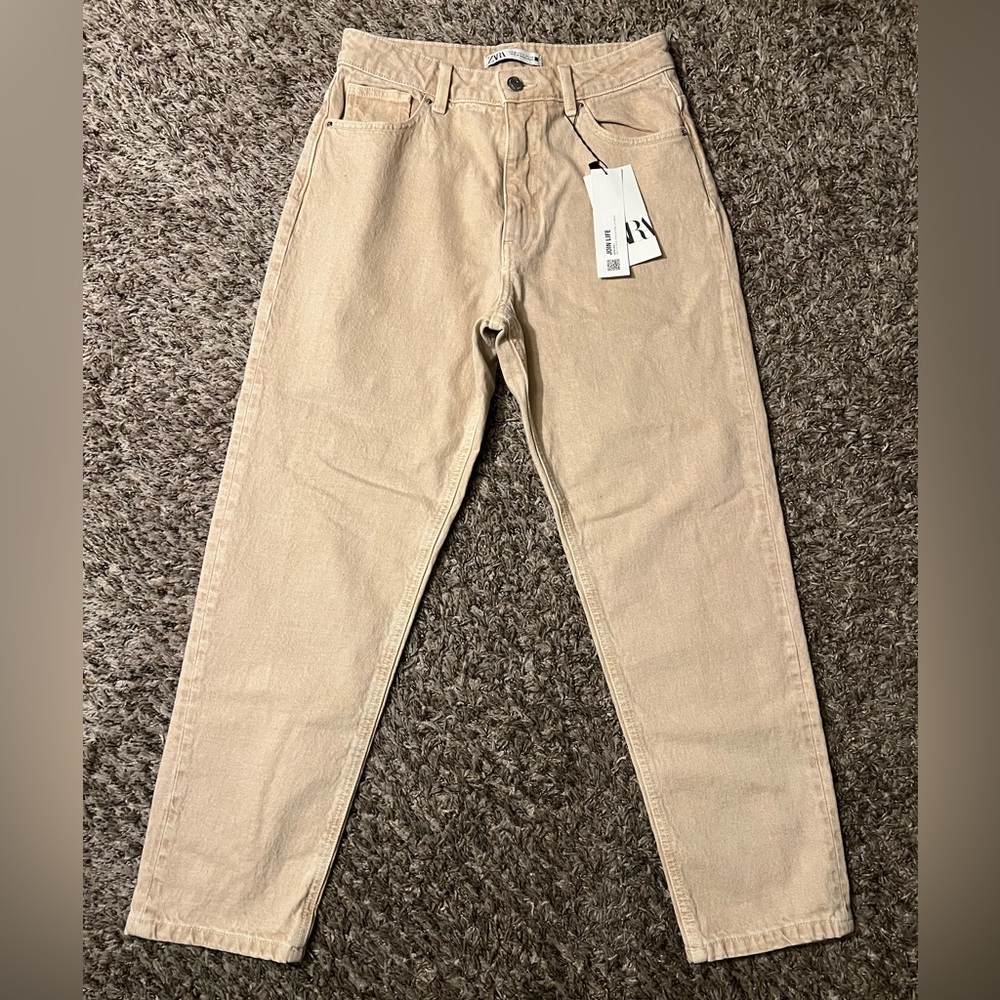 Zara Light Tan Denim Pants
